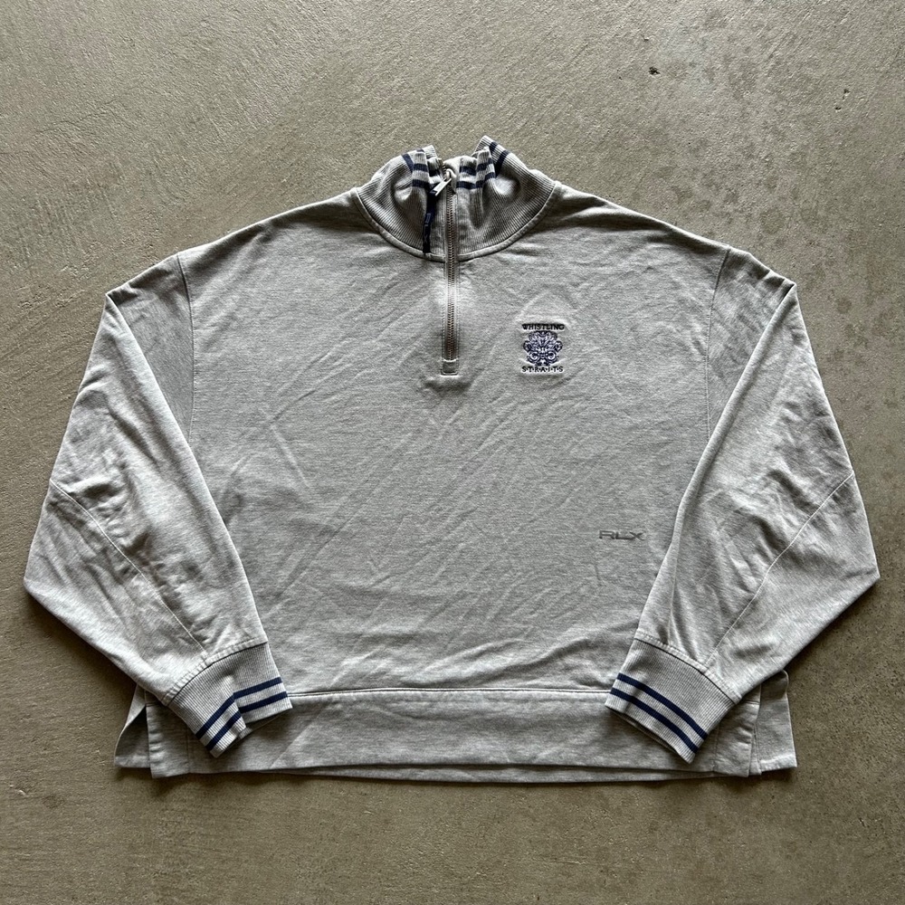 RLX Ralph Lauren 1/4 Zip Sweatshirt Womens Large Gray Whistling Straits Pullover